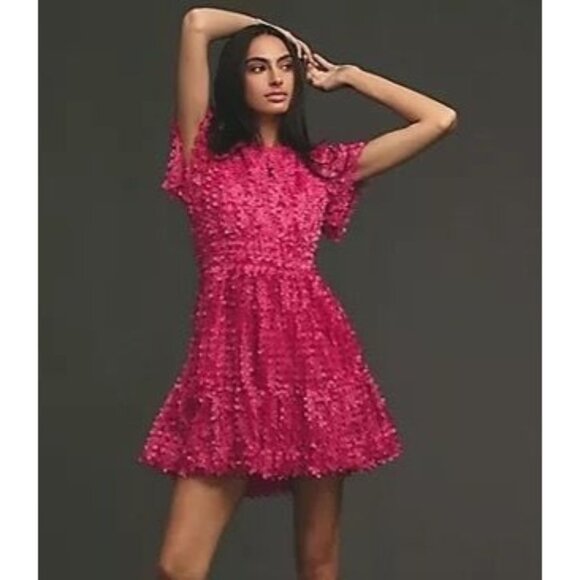 Anthropologie Dresses & Skirts - Women's Fuchsia Mini Dress - Elegant Textured Party Dress